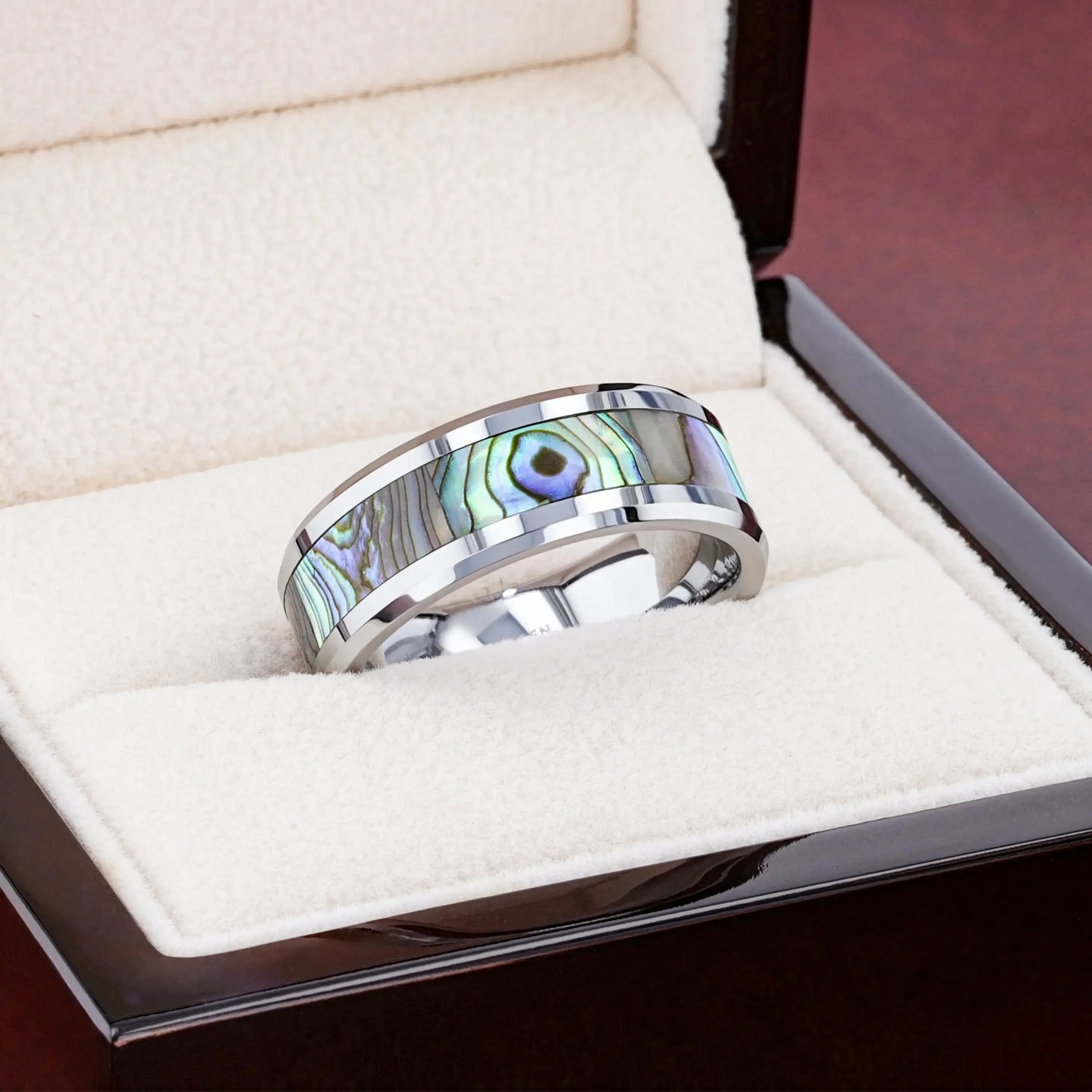 MAUI Tungsten Wedding Band with Mother of Pearl Inlay - 4mm - 10mm - Larson Jewelers