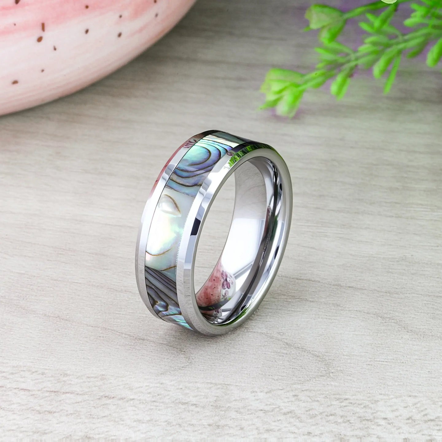 MAUI Tungsten Wedding Band with Mother of Pearl Inlay - 4mm - 10mm - Larson Jewelers