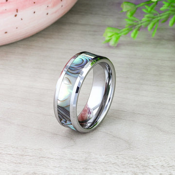 MAUI Tungsten Wedding Band with Mother of Pearl Inlay - 4mm - 10mm - Larson Jewelers