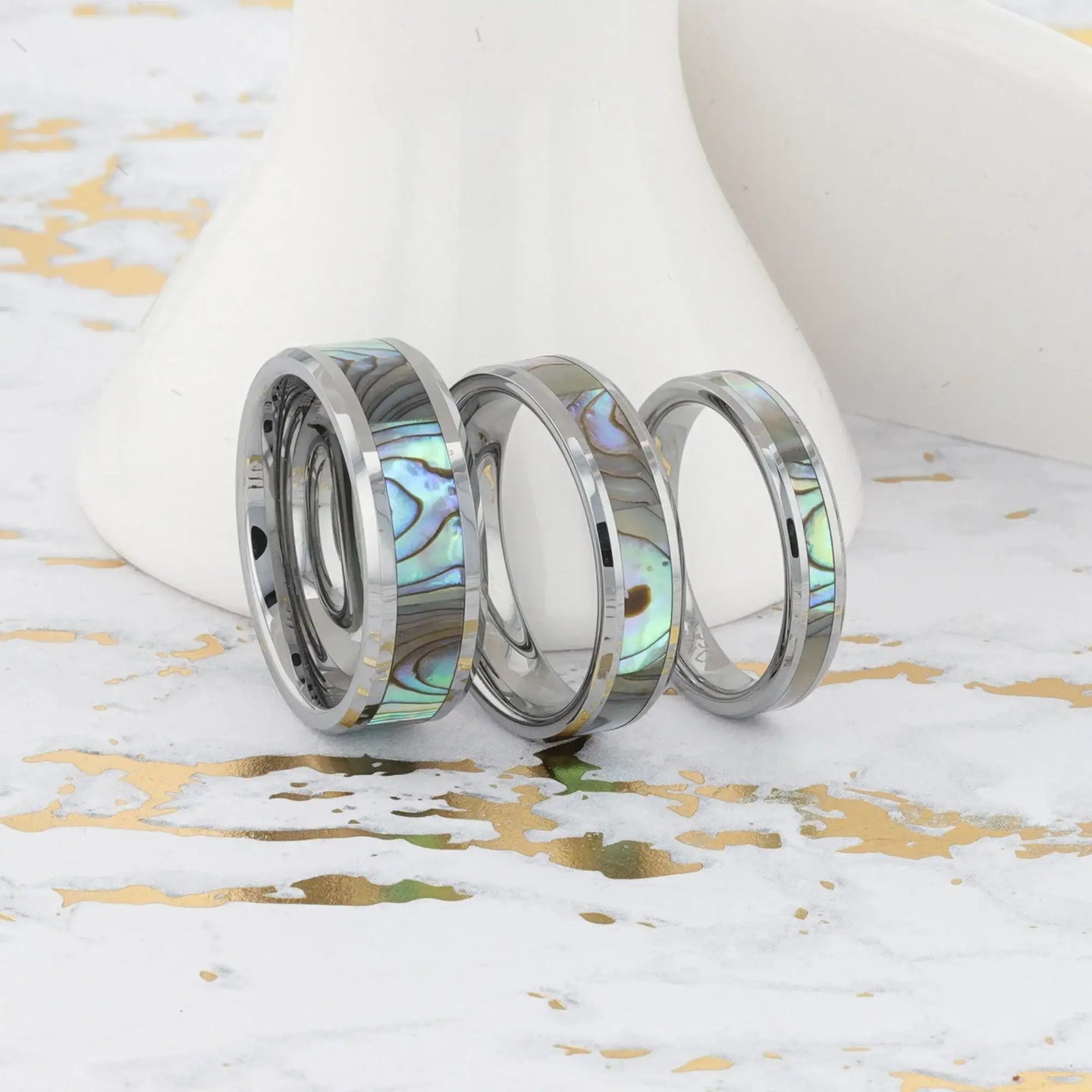 MAUI Tungsten Wedding Band with Mother of Pearl Inlay - 4mm - 10mm - Larson Jewelers
