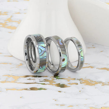 MAUI Tungsten Wedding Band with Mother of Pearl Inlay - 4mm - 10mm - Larson Jewelers