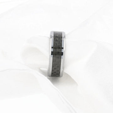 MAXIMUS Black Carbon Fiber Inlay Tungsten Carbide Wedding Band - 4mm - 12mm - Larson Jewelers