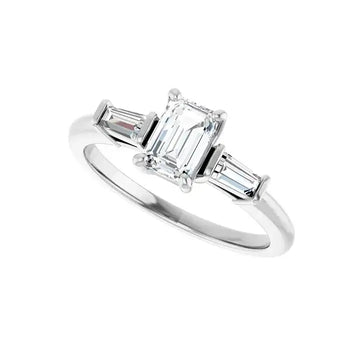 VIVIAN Platinum Emerald Cut Lab Grown Diamond Engagement Ring - Larson Jewelers