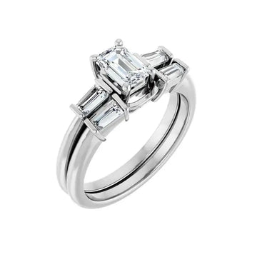 VIVIAN Platinum Emerald Cut Lab Grown Diamond Engagement Ring - Larson Jewelers