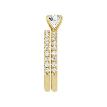 AMELIA 18K Yellow Gold Round Lab Grown Diamond French-Set Engagement Ring - Larson Jewelers