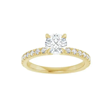 AMELIA 18K Yellow Gold Round Lab Grown Diamond French-Set Engagement Ring - Larson Jewelers