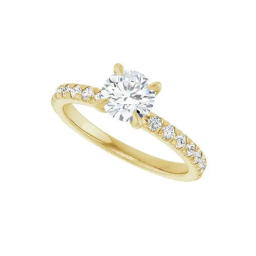 AMELIA 18K Yellow Gold Round Lab Grown Diamond French-Set Engagement Ring - Larson Jewelers