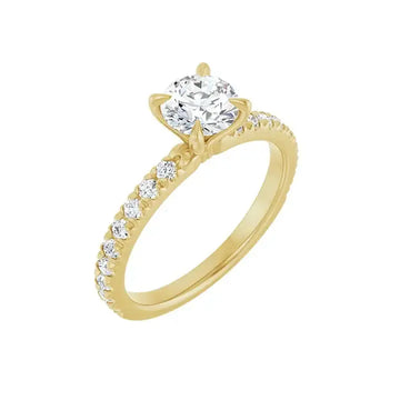 AMELIA 18K Yellow Gold Round Lab Grown Diamond French-Set Engagement Ring - Larson Jewelers
