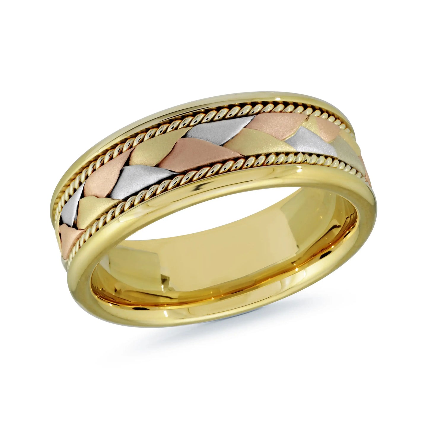 14K Yellow Gold with Tri-Metal Weave Ring from the Prestige Collection by Malo