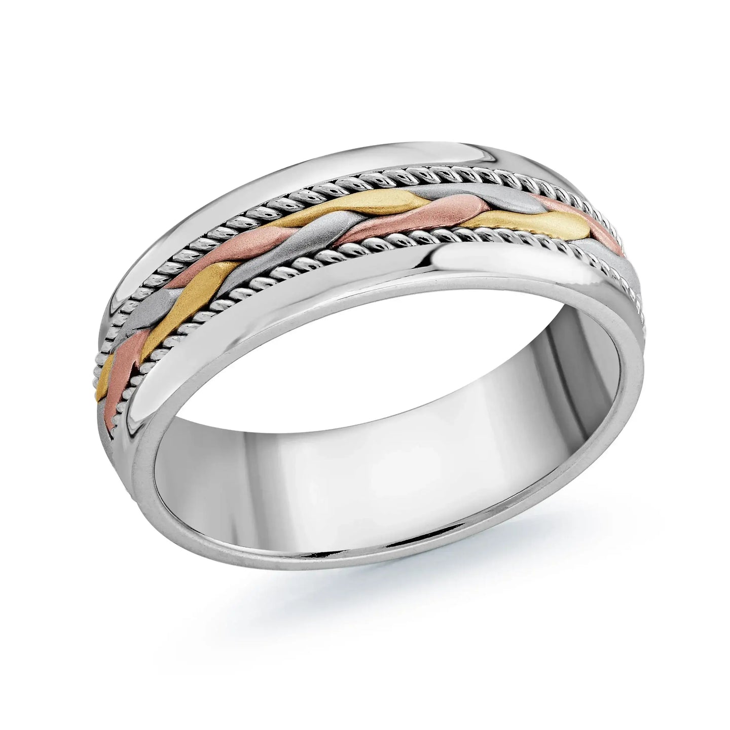 14K White Gold with Tri-Metal Weave Ring from the Prestige Collection by Malo