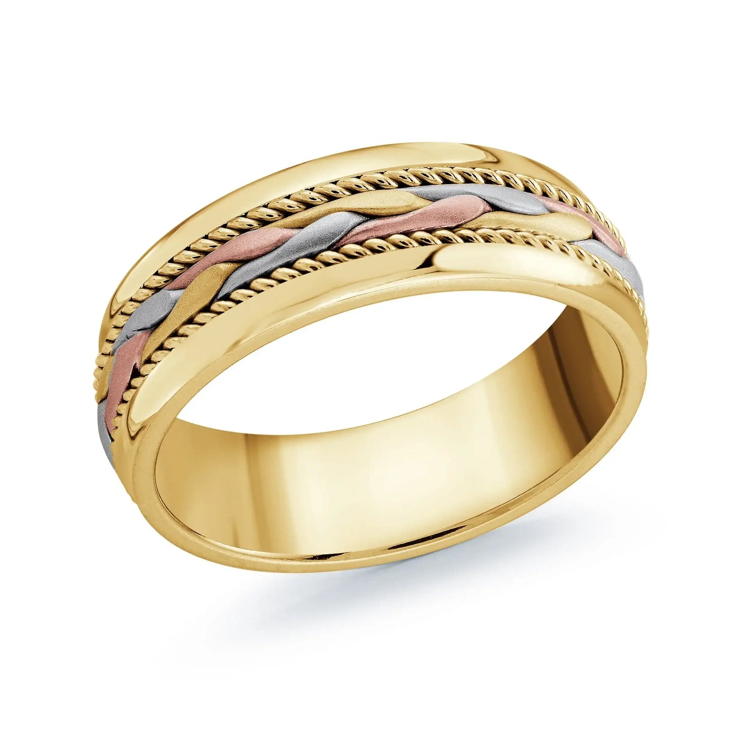 14K Yellow Gold with Tri-Metal Weave Ring from the Prestige Collection by Malo