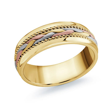 14K Yellow Gold with Tri-Metal Weave Ring from the Prestige Collection by Malo