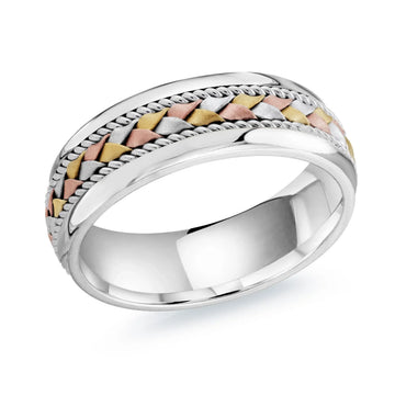 14K White Gold with Tri-Metal Weave Ring from the Prestige Collection by Malo
