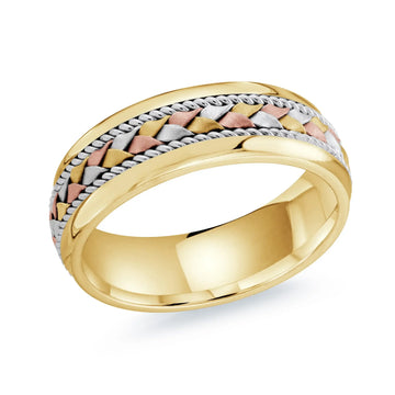 14K Yellow Gold with 14K White Gold and Tri-Metal Weave Ring from the Prestige Collection by Malo