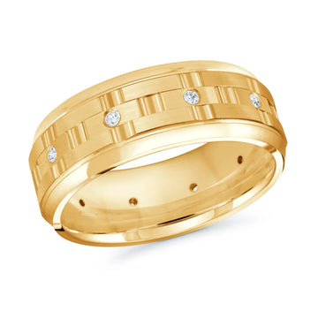 14K Yellow Gold with Inlaid Diamonds Ring from the Executif Collection by Malo