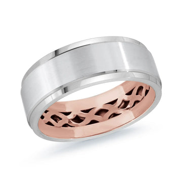 14K White Gold with Pink Highlights and 14K Rose Gold Ring from the Precision Collection by Malo