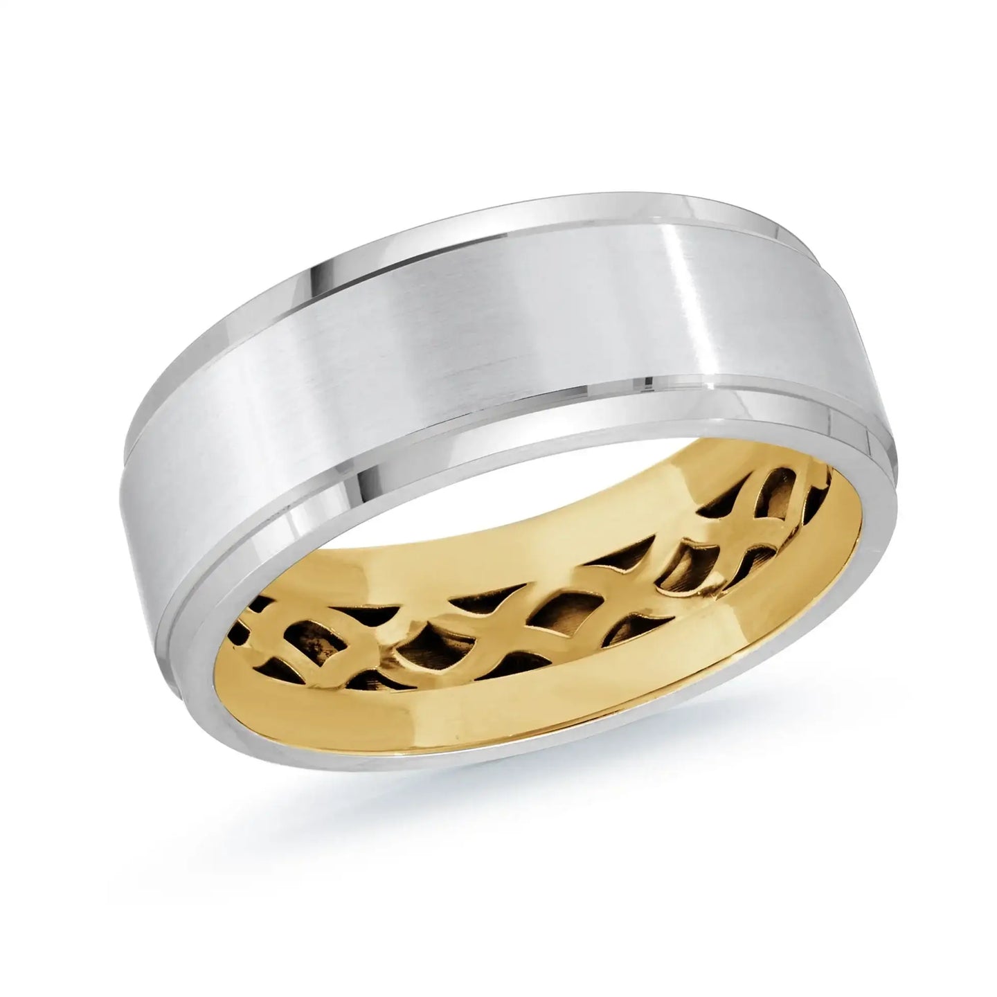 14K White Gold with Pink Highlights and 14K Yellow Gold Ring from the Precision Collection by Malo