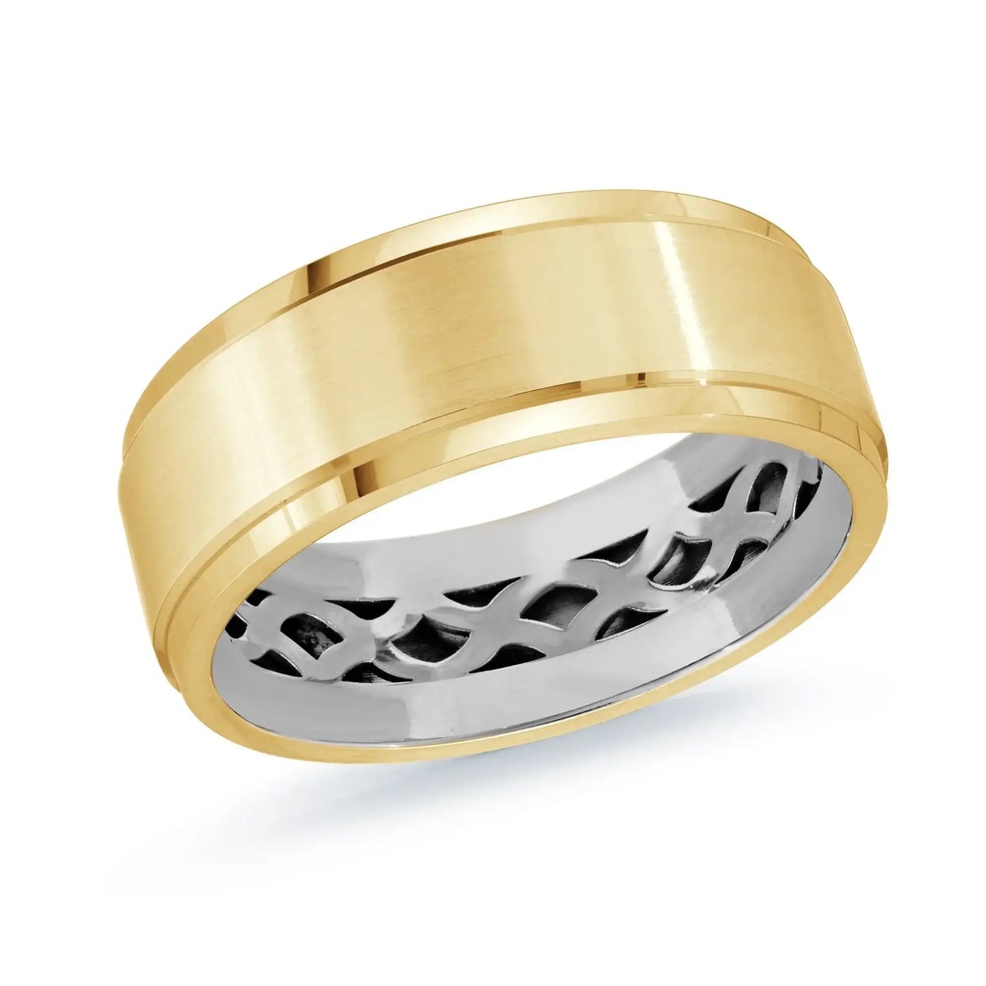 14K Yellow Gold with Pink Highlights and 14K White Gold Ring from the Precision Collection by Malo