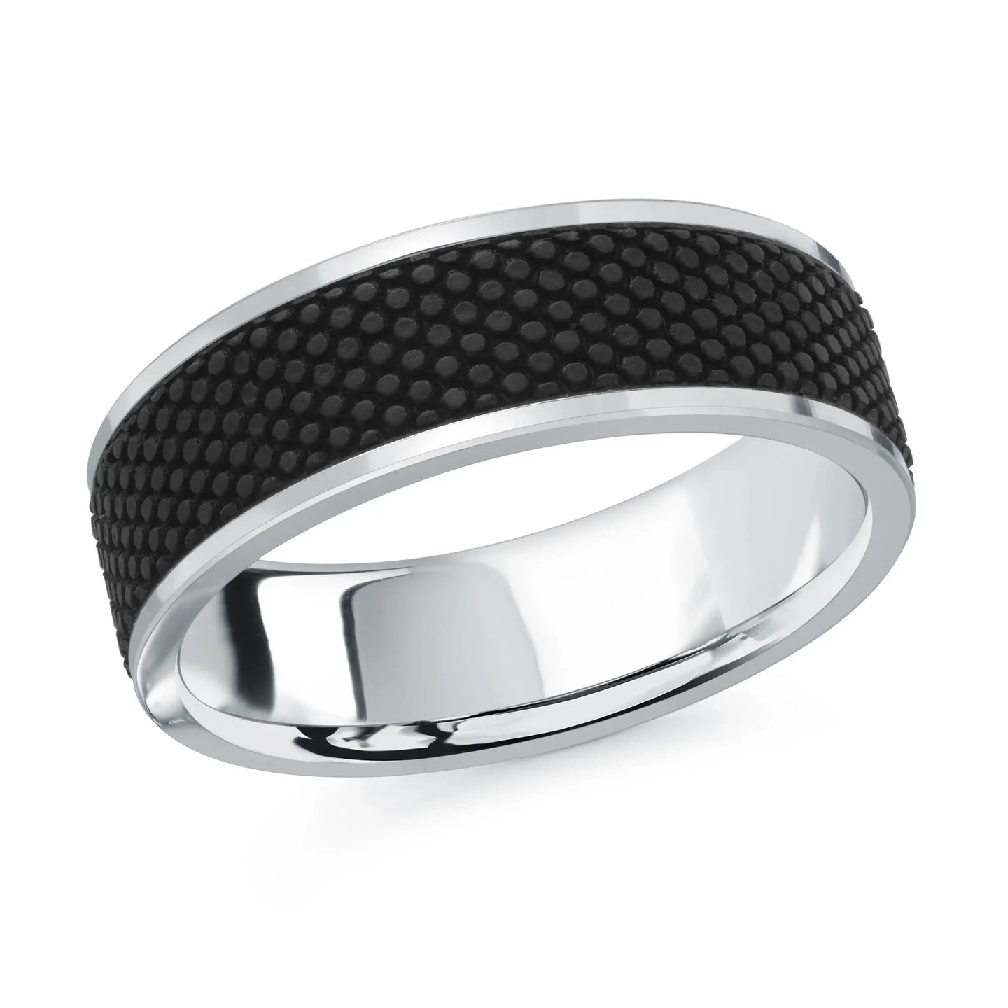 14K White Gold Ring from the Noir Collection by Malo