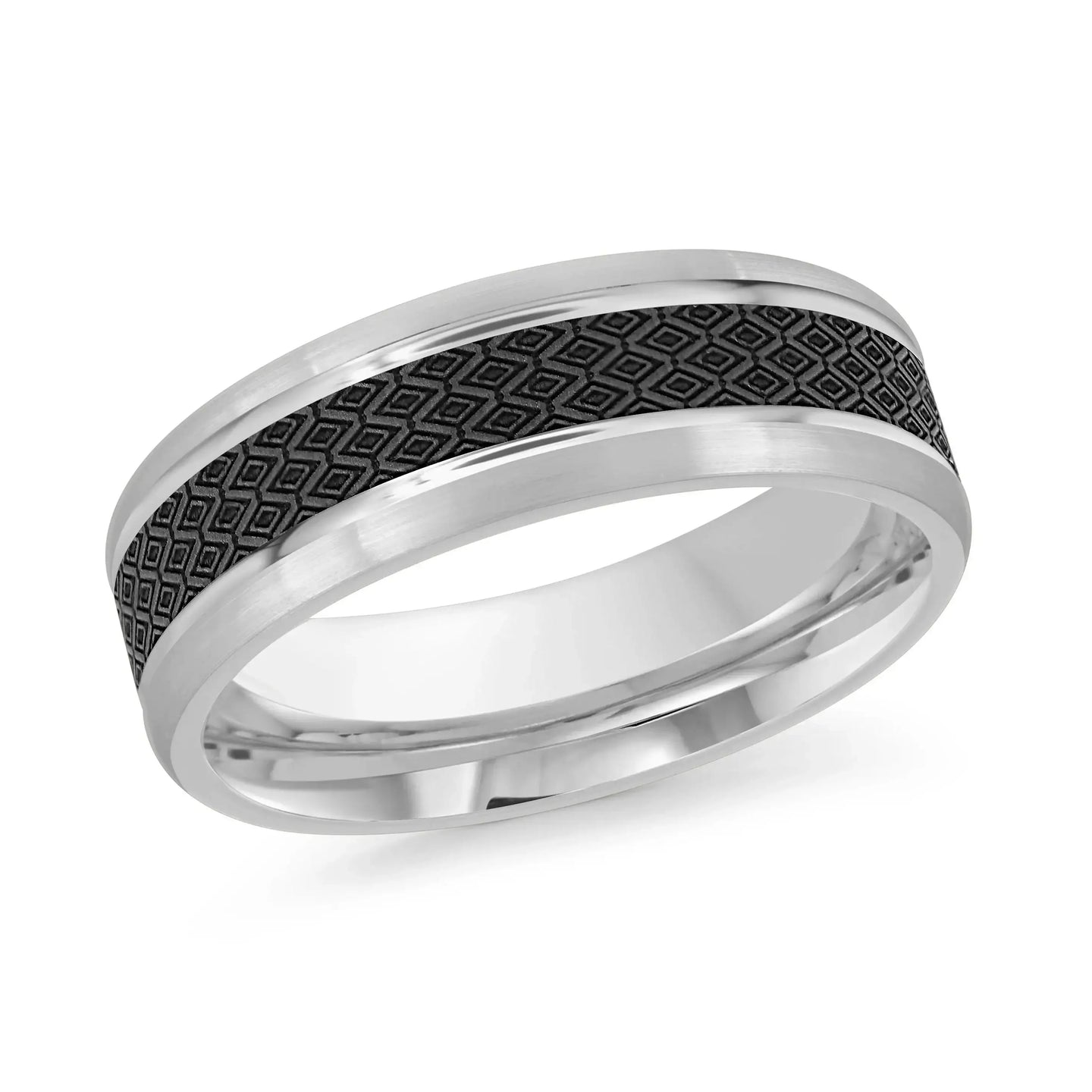 14K White Gold Ring from the Noir Collection by Malo