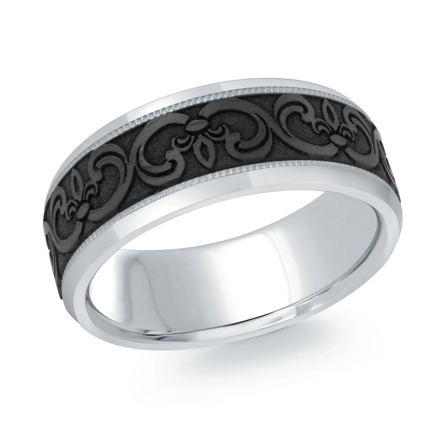 14K White Gold Ring from the Noir Collection by Malo