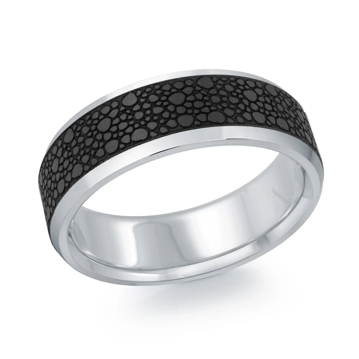 14K White Gold Ring from the Noir Collection by Malo