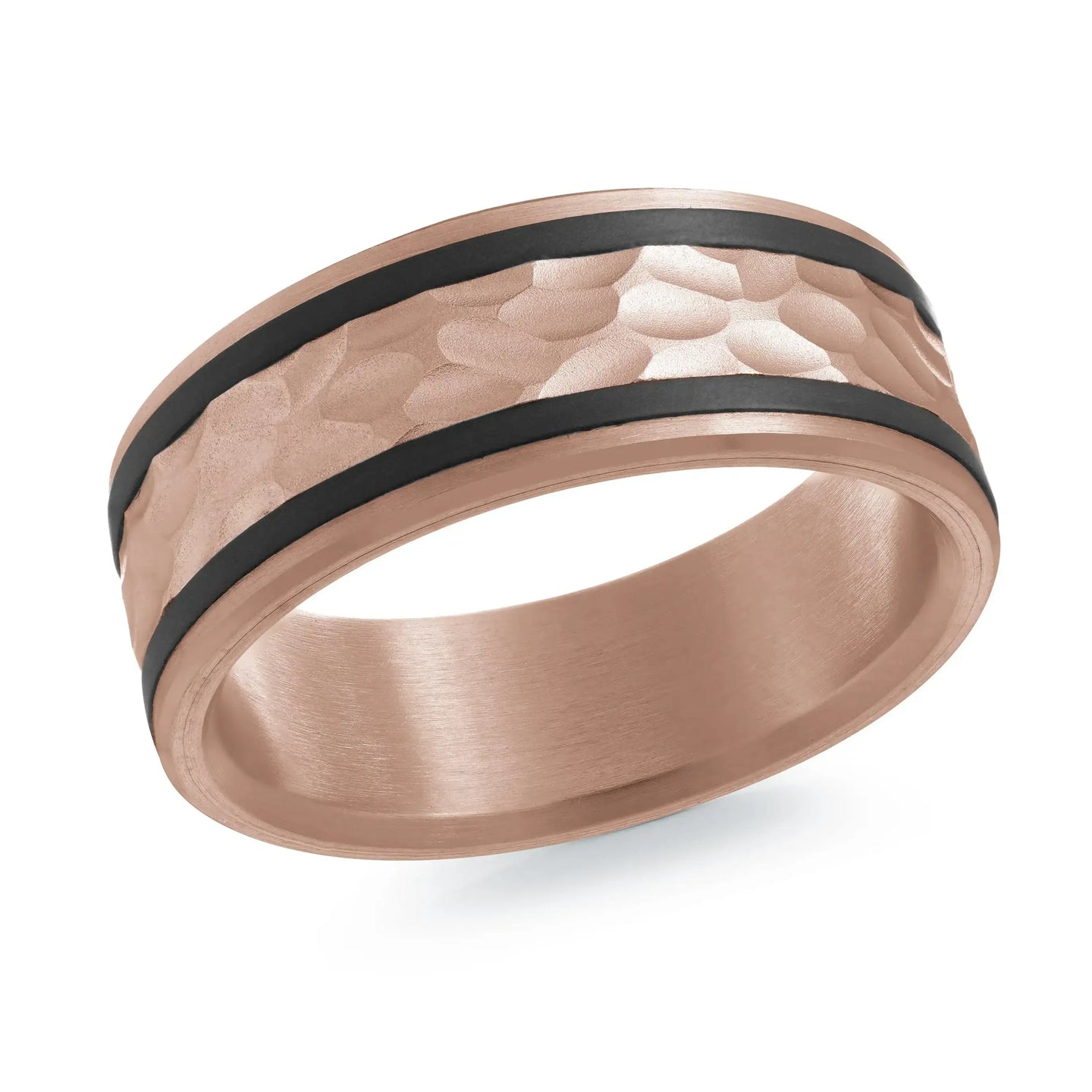 14K Rose Gold with Carbon Fiber Ring from the Noir Collection by Malo