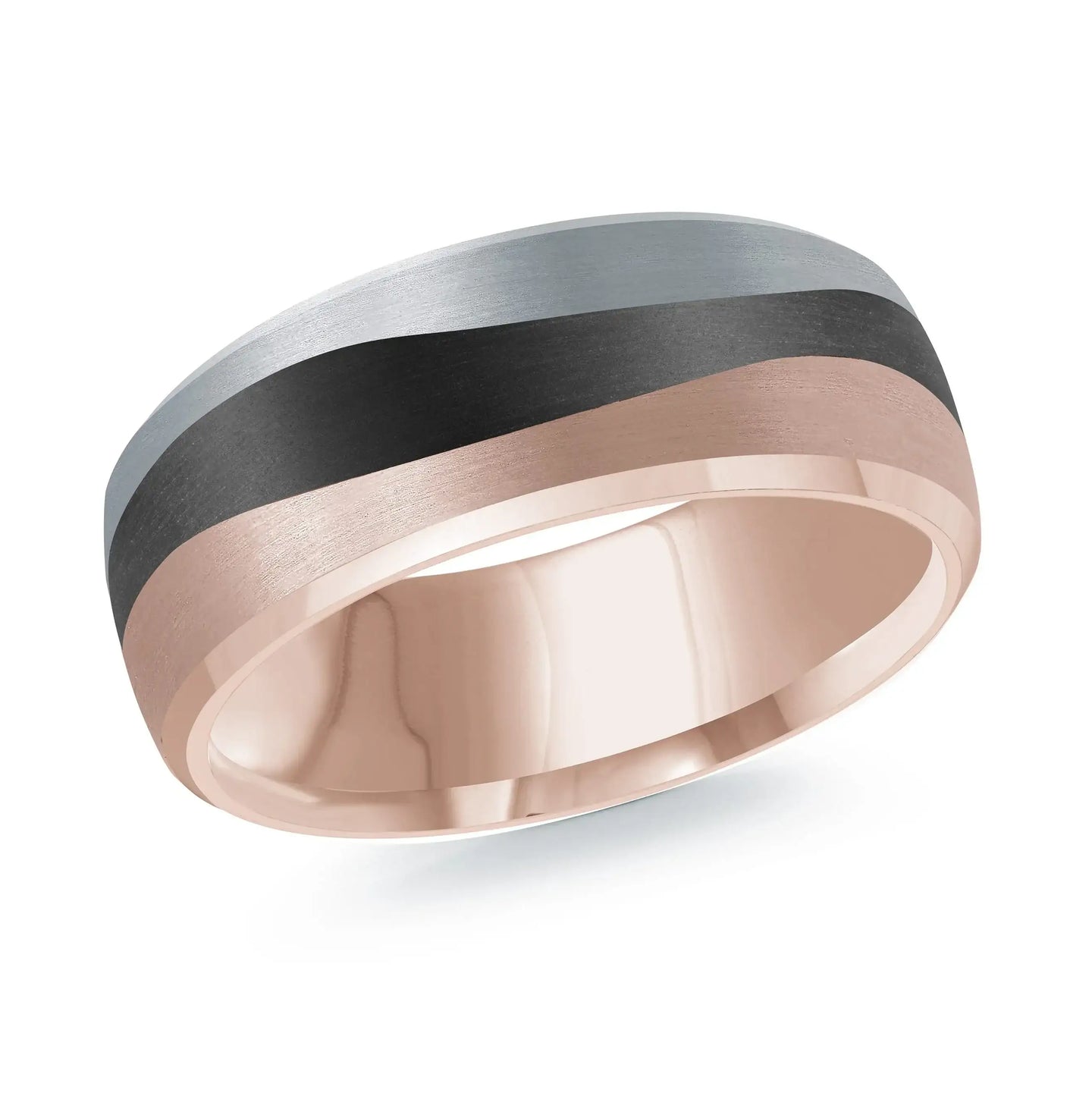 14K Rose Gold with 14K White Gold Ring from the Noir Collection by Malo