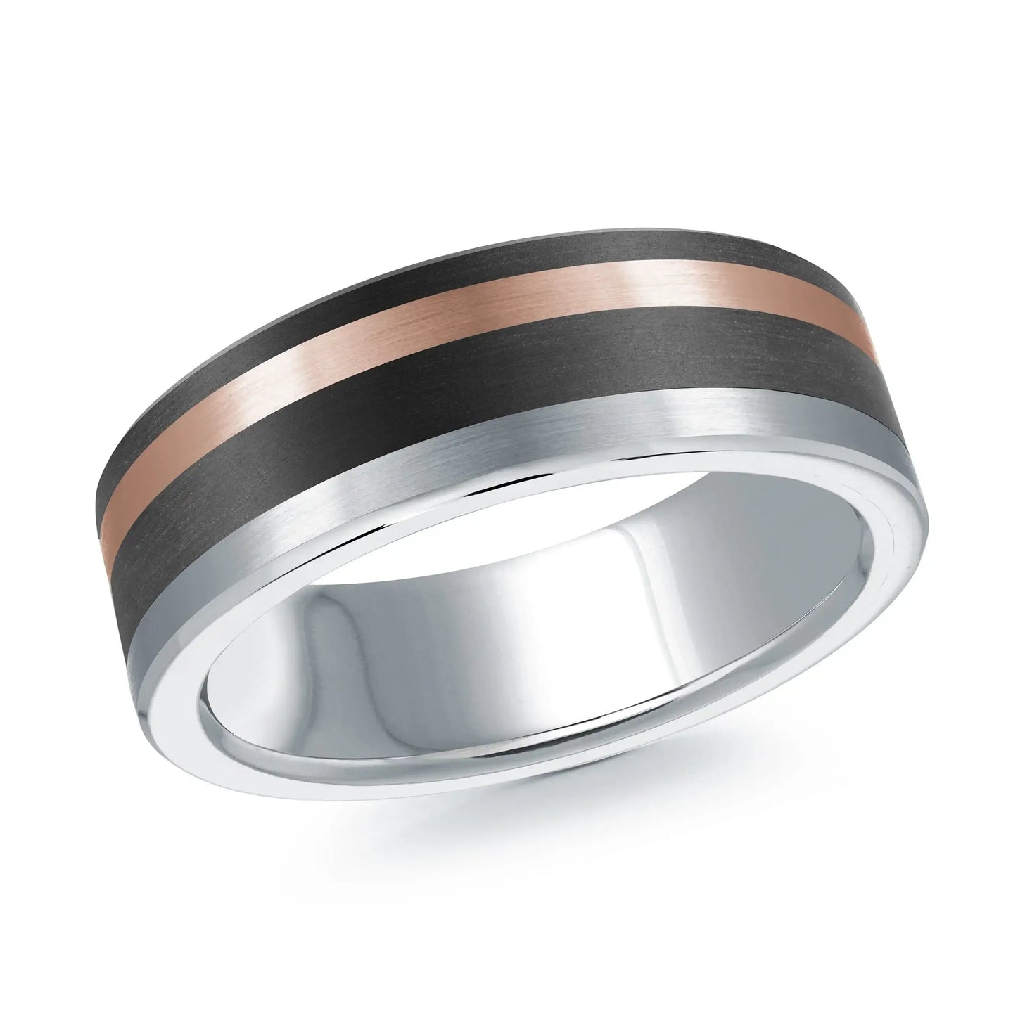 14K White Gold with 14K Rose Gold Ring from the Noir Collection by Malo