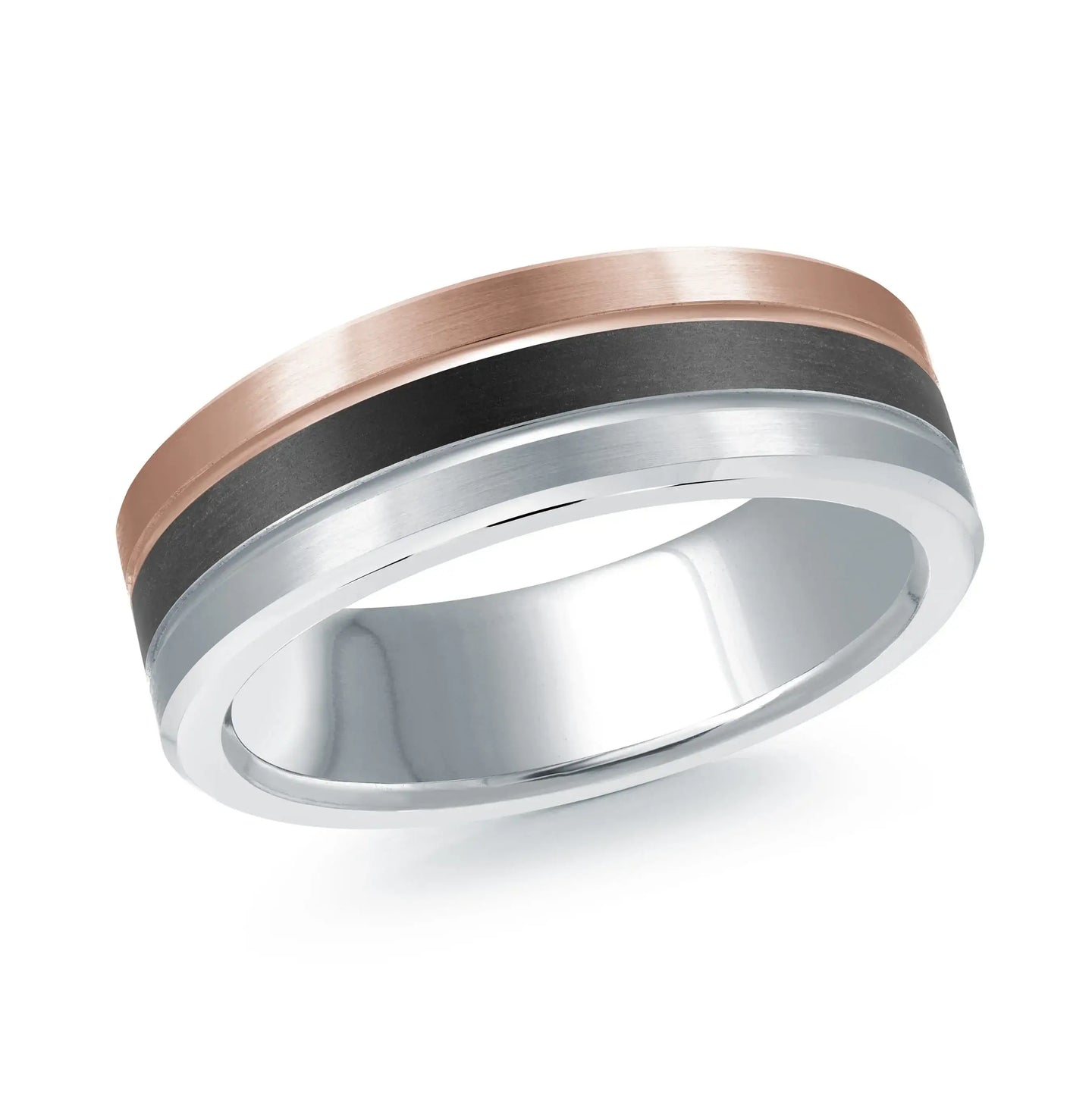 14K White Gold with 14K Rose Gold Ring from the Noir Collection by Malo