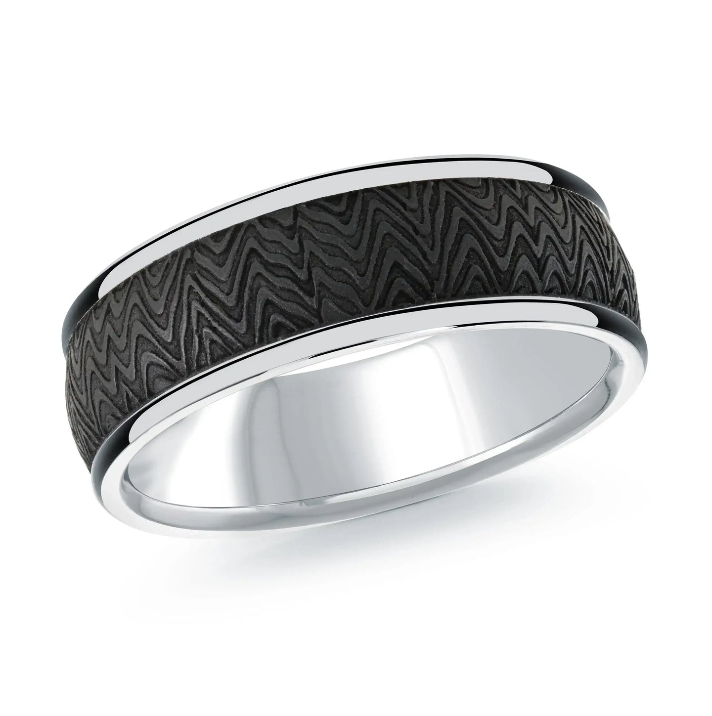 14K White Gold Ring from the Noir Collection by Malo