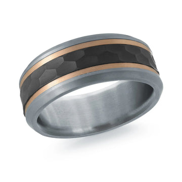 14K Rose Gold with Carbon Fiber Ring from the Tantalum Collection by Malo