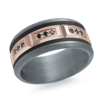 Tantalum with Carbon Fiber and 14K Rose Gold Ring from the Tantalum Collection by Malo