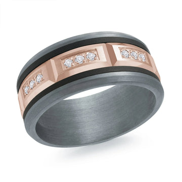 Tantalum with Carbon Fiber and 14K Rose Gold Ring from the Tantalum Collection by Malo