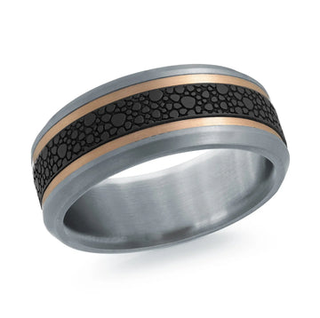 14K Rose Gold with Carbon Fiber Ring from the Tantalum Collection by Malo
