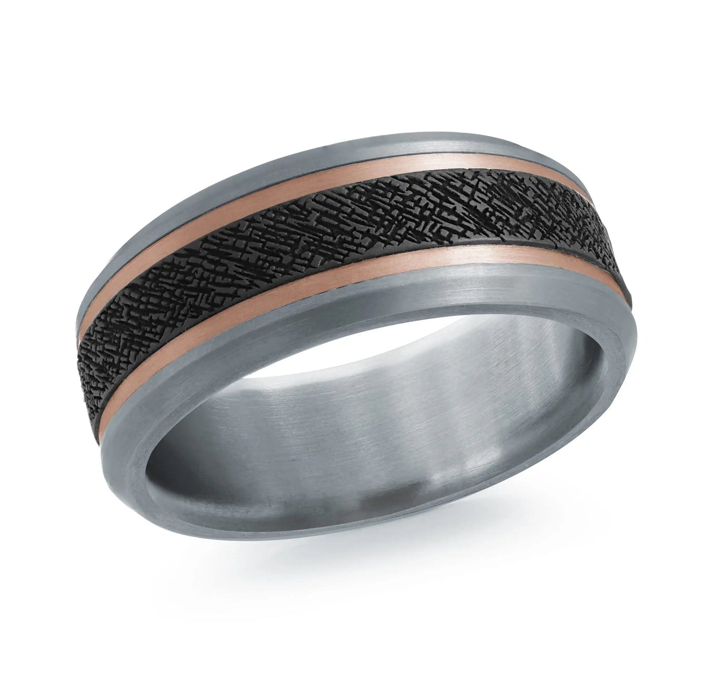 14K Rose Gold with Carbon Fiber Ring from the Tantalum Collection by Malo