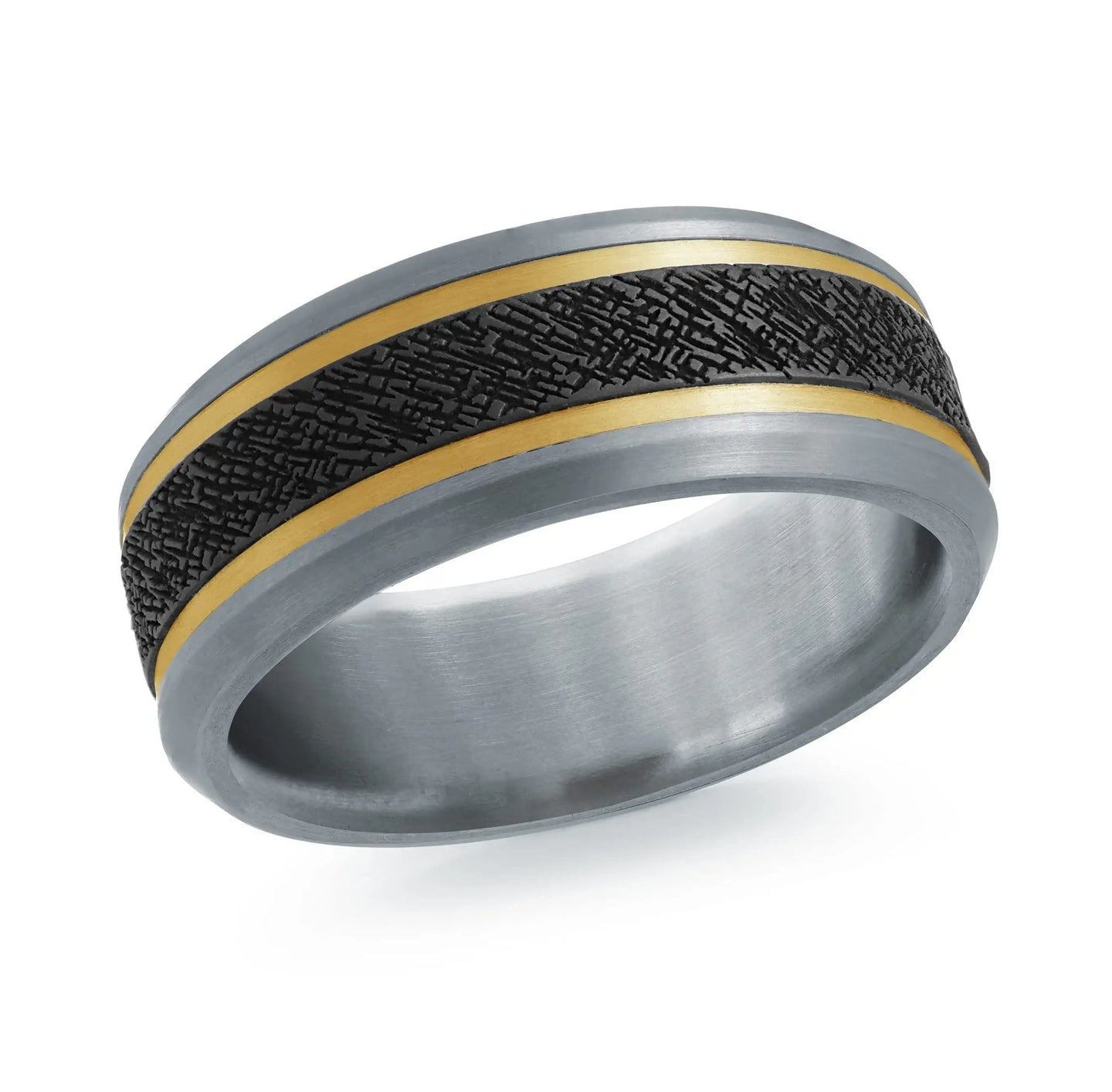 14K Yellow Gold with Carbon Fiber Ring from the Tantalum Collection by Malo