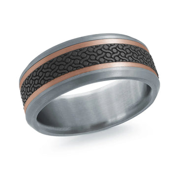 14K Rose Gold with Carbon Fiber Ring from the Tantalum Collection by Malo