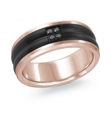 14K Rose Gold with Carbon Fiber Ring from the Titanium Collection by Malo