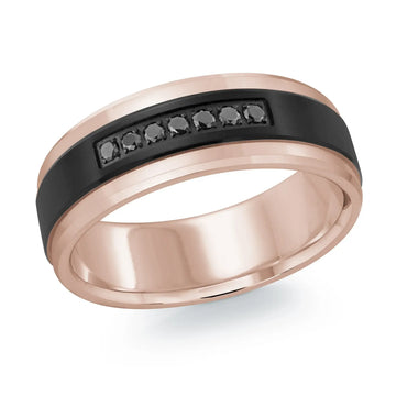 14K Rose Gold with Carbon Fiber Ring from the Titanium Collection by Malo