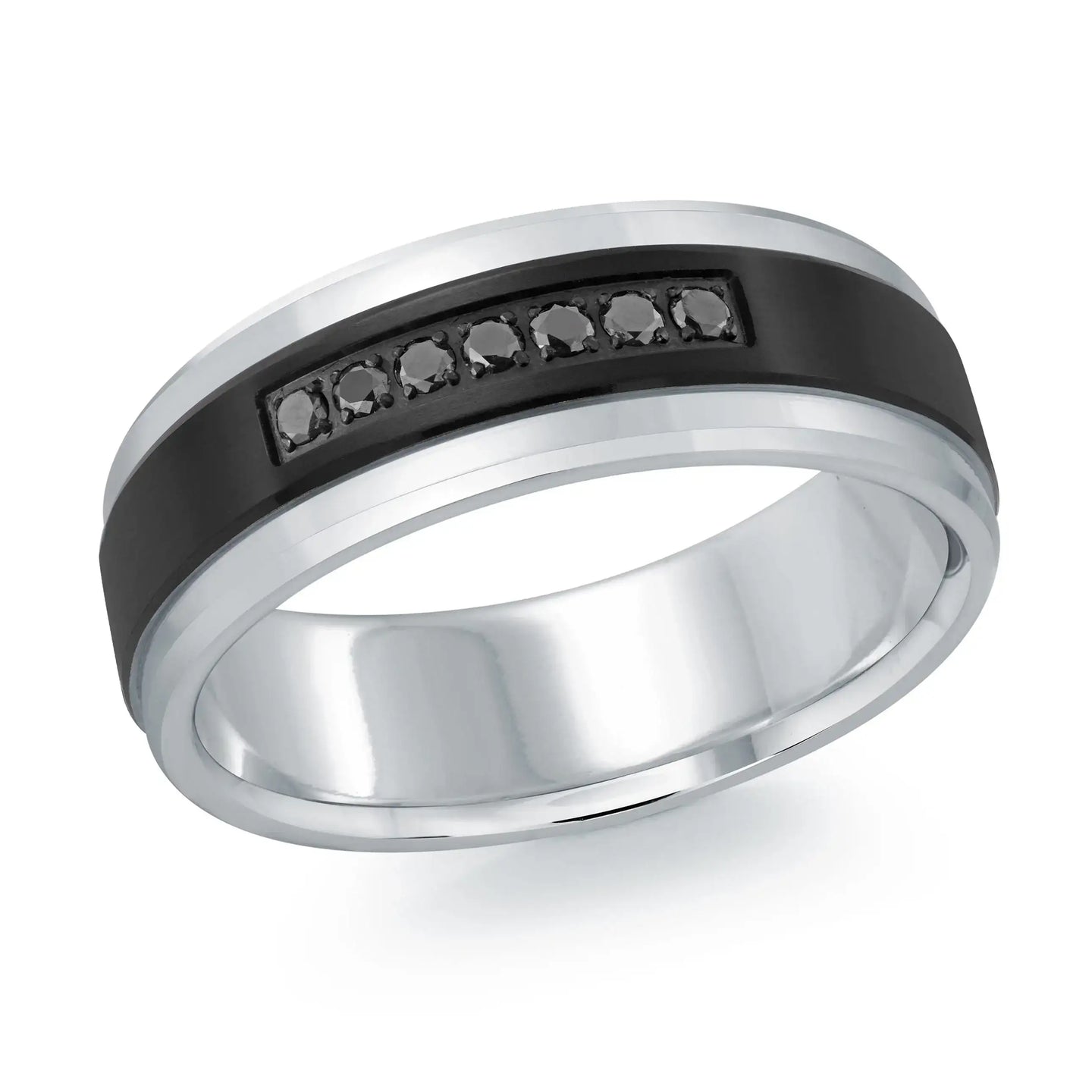 14K White Gold with Carbon Fiber Ring from the Titanium Collection by Malo