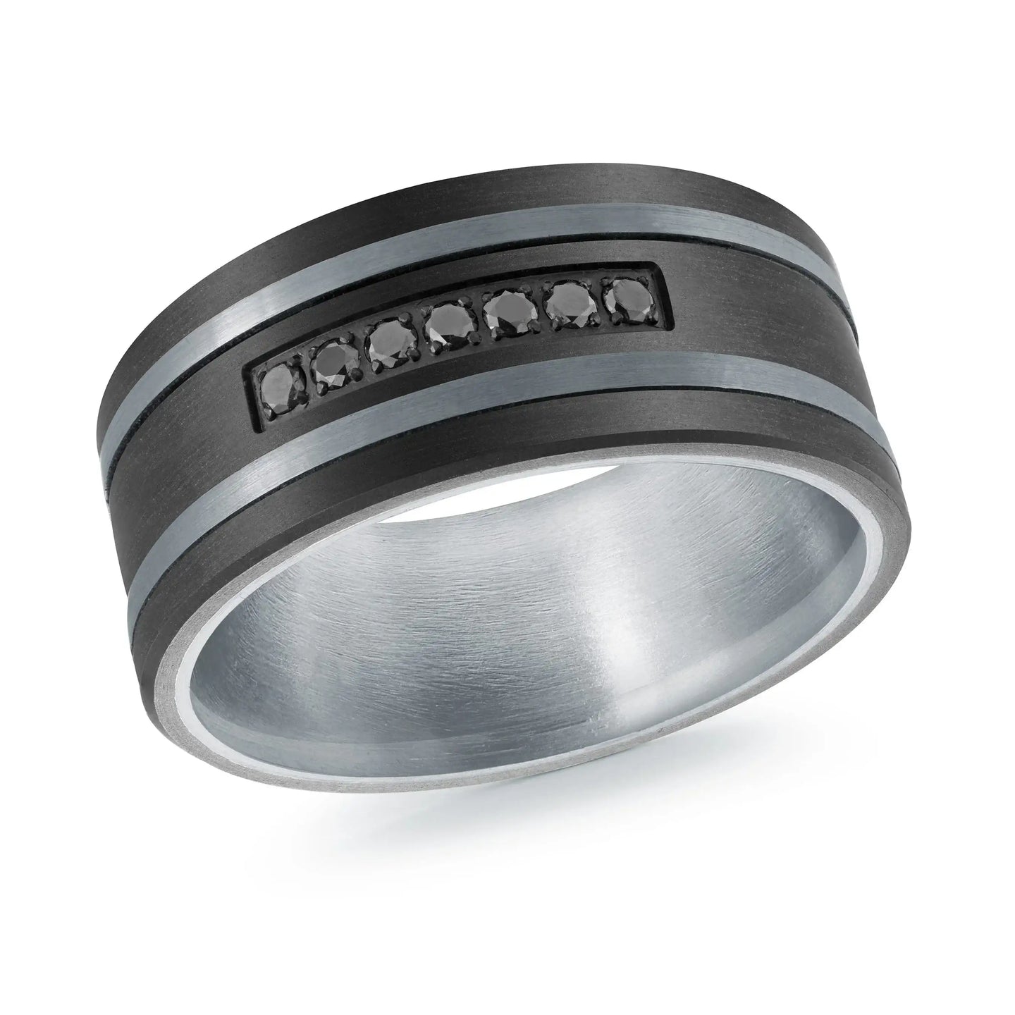 Titanium with 14K White Gold and Carbon Fiber Ring from the Titanium Collection by Malo