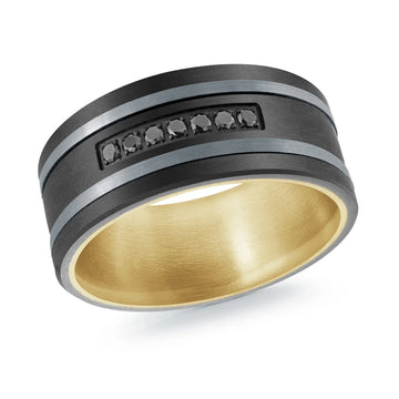 Titanium with 14K Yellow Gold and Carbon Fiber Ring from the Titanium Collection by Malo