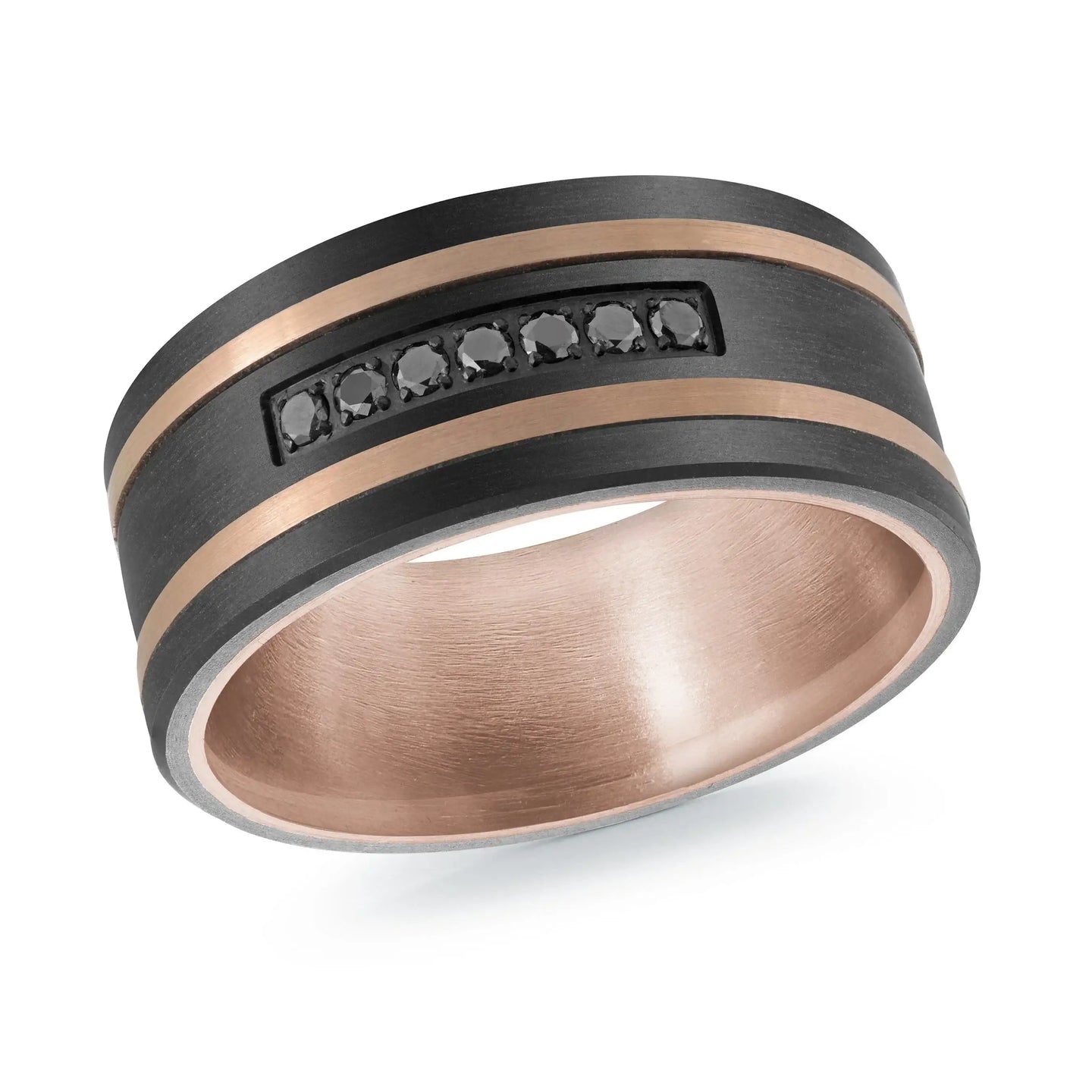 Titanium with Carbon Fiber and 14K Rose Gold Ring from the Titanium Collection by Malo