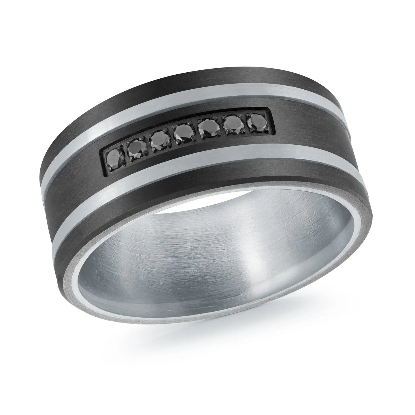 Titanium with Carbon Fiber and 14K White Gold Ring from the Titanium Collection by Malo