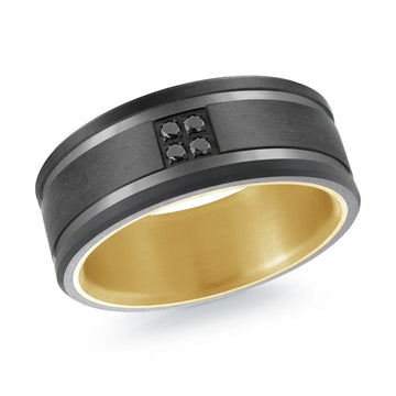 Titanium with 14K Yellow Gold and Carbon Fiber Ring from the Titanium Collection by Malo