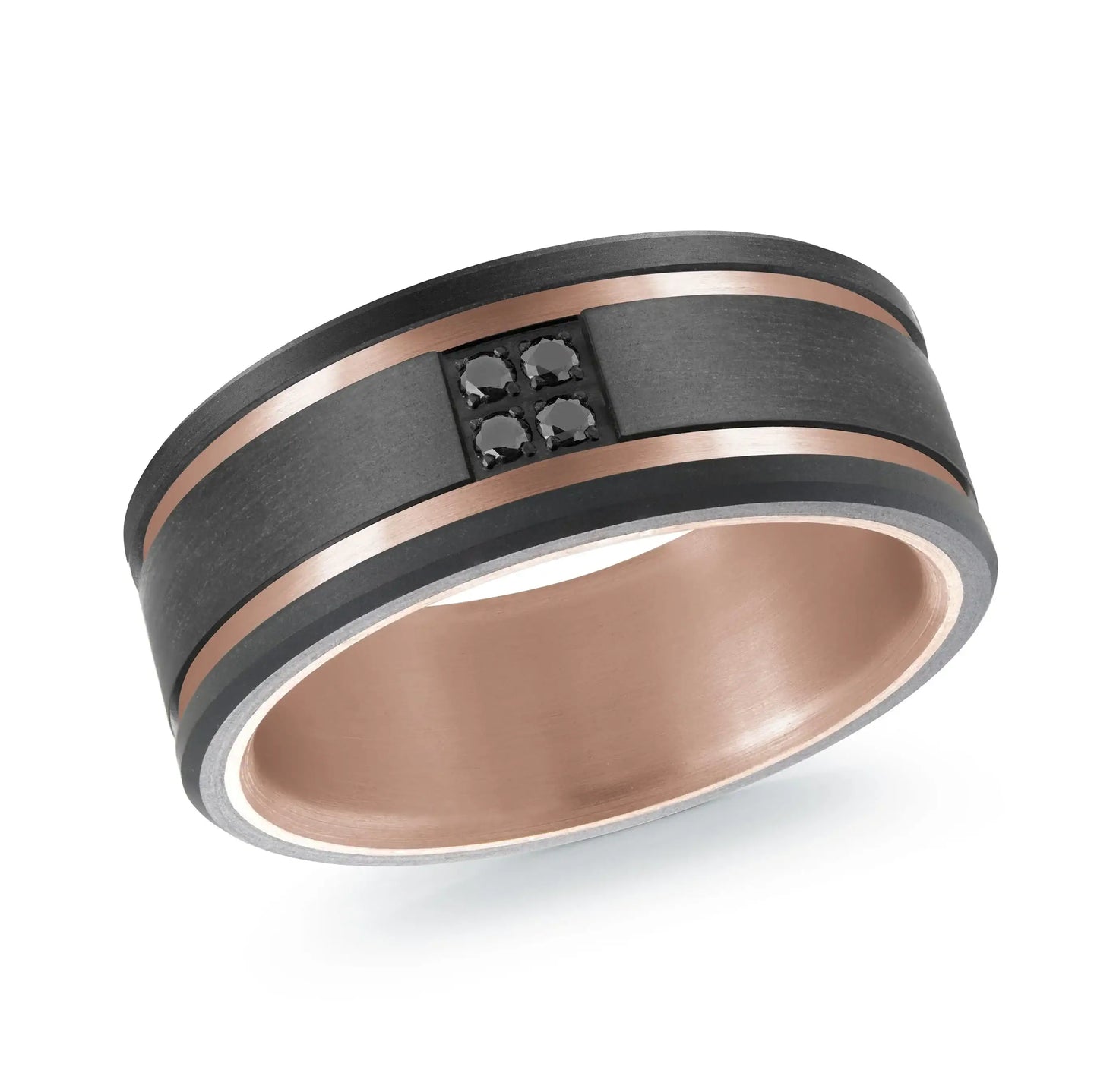 Titanium with Carbon Fiber and 14K Rose Gold Ring from the Titanium Collection by Malo