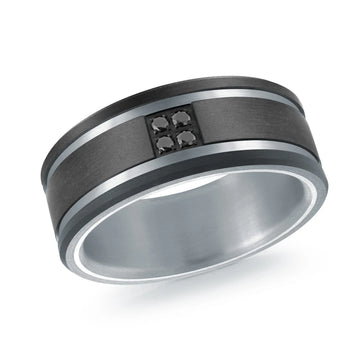 Titanium with Carbon Fiber and 14K White Gold Ring from the Titanium Collection by Malo