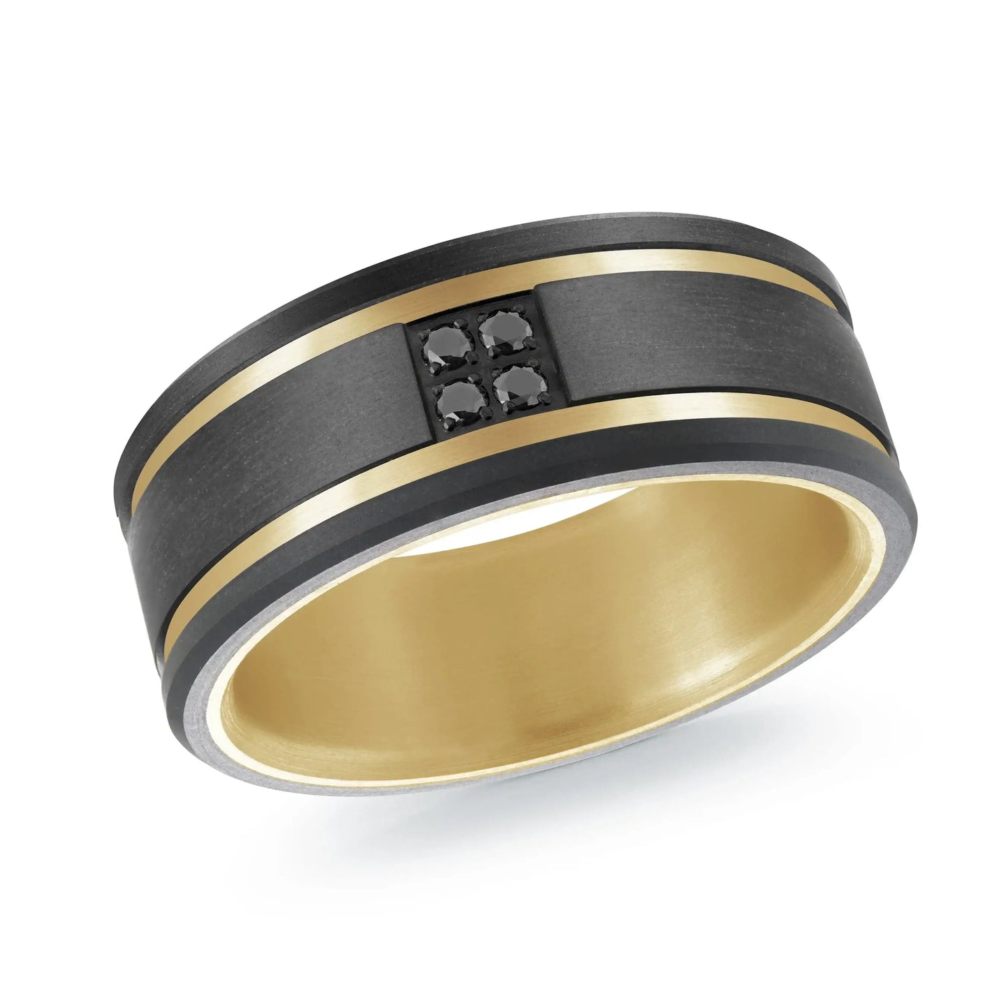 Titanium with Carbon Fiber and 14K Yellow Gold Ring from the Titanium Collection by Malo