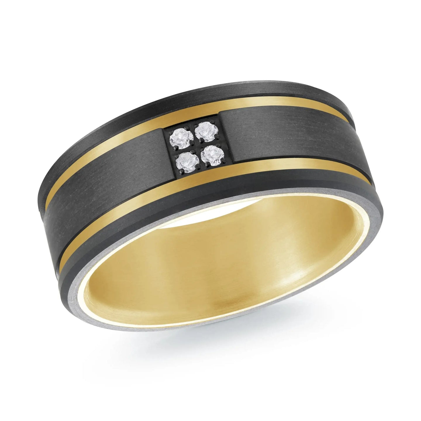 Titanium with Carbon Fiber and 14K Yellow Gold Ring from the Titanium Collection by Malo